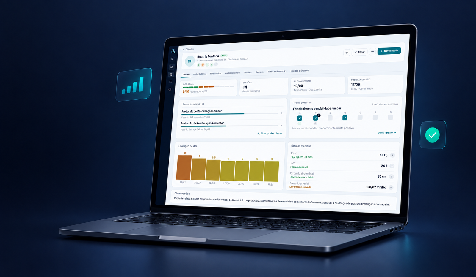 Plataforma Axia — sistema de gestão clínica desenvolvido pela Apexio